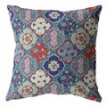 Palacedesigns 26 in. Trellis Indoor & Outdoor Throw Pillow Red Cream & Turquoise PA3099015
